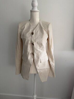 BAGATELLE Beige Houndstooth Blazer Jacket Size XS NEW NWOT